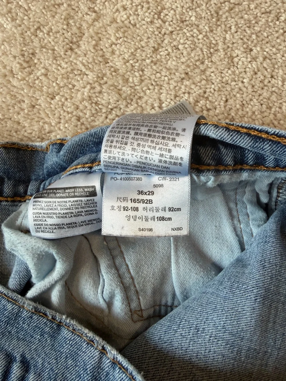 Levi's Men's 36x29 Straight Blue Denim Jeans